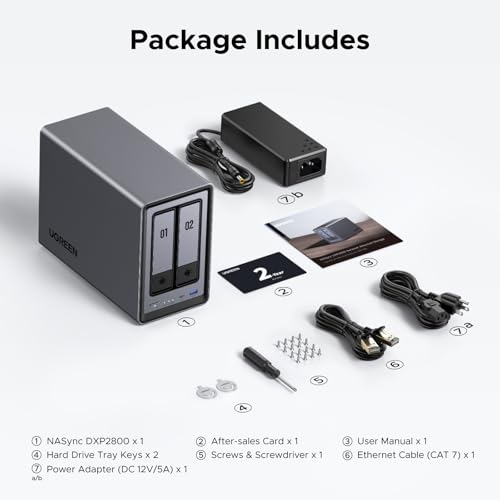 2-Bay Desktop NAS with Intel N100 Quad-core CPU 8GB DDR5 RAM 2.5GbE 2 M.2 NVMe Slots 4K HDMI N358