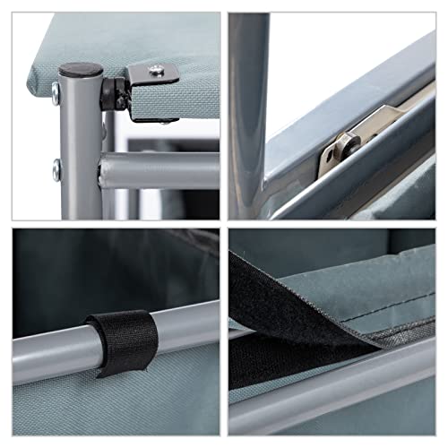 Blue Grey Rolling Laundry Sorter with Ironing Board and 3-Bag E185652
