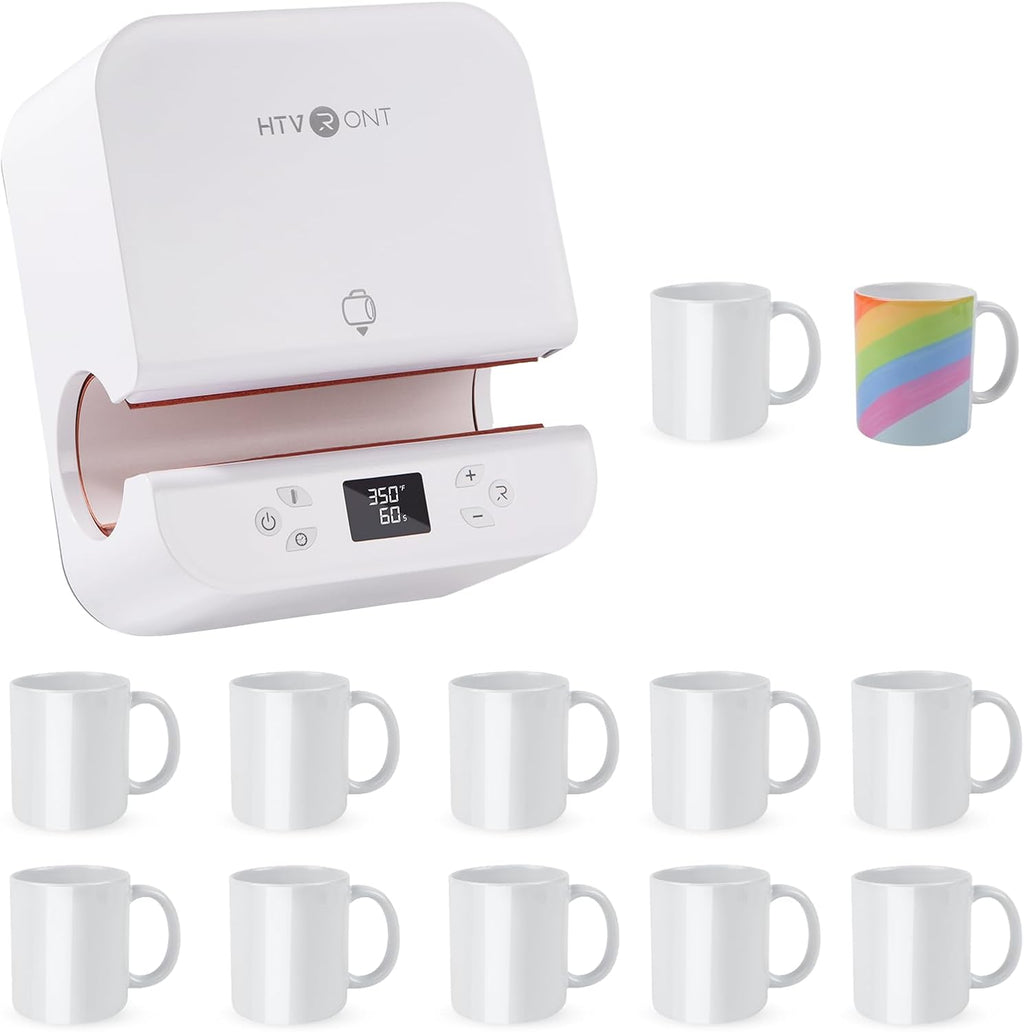 Auto Tumbler Heat Press Machine with 12pack Sublimation Mugs Blanks 11 oz T518