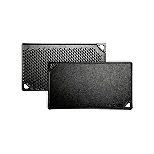 Reversible Cast Iron Grill/Griddle 9.5 x 16.75 Inch Pre-Seasoned Black O380349