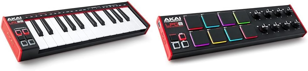 USB MIDI Keyboard and USB MIDI Controller with 25 Synth Keys and 8 RGB MPC Drum Pads V524707