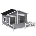 Large Wood Dog House with Porch Deck I929