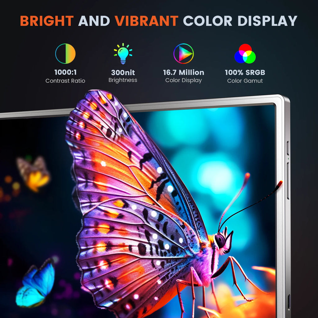 Portable Triple Monitor Extender 14inch Screen FHD 1080P IPS Folding Screen M987151