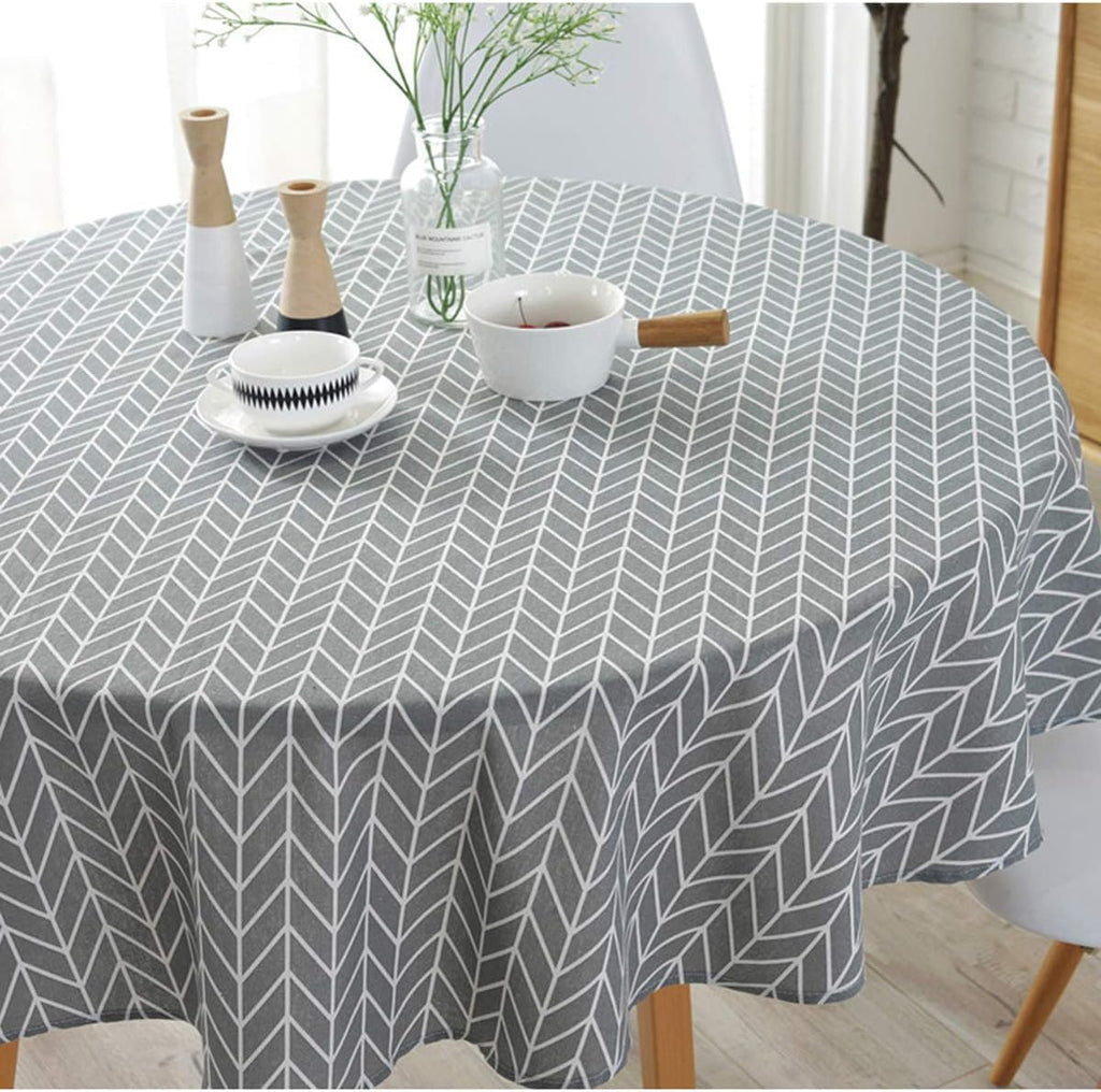 Round 60 Inch Cotton Linen Tablecloth F591