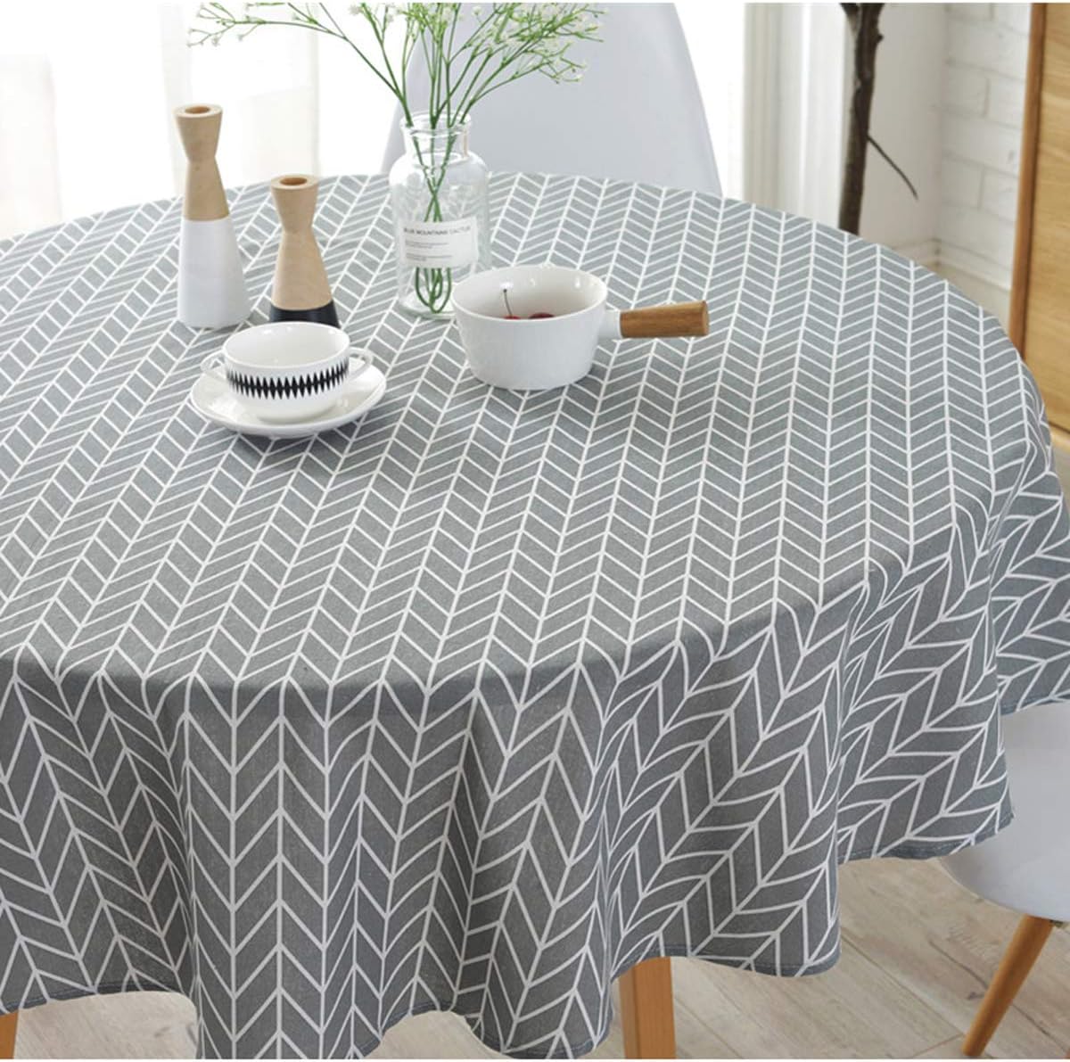 Round 60 Inch Cotton Linen Tablecloth F591