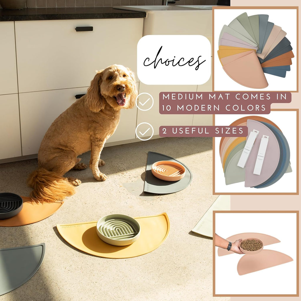 Waterproof Silicone Pet Feeding Mat, Non-Slip, 21" x 10.5", Medium-Sage Green R96098