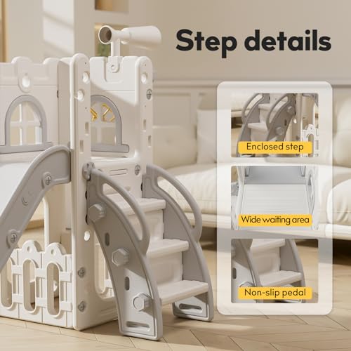 Toddler Slide Playset with Storage Space and Non-Slip Steps (Blue Yellow) D766079