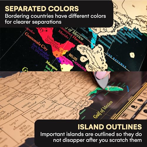 Scratch Off World Map Poster and United States Map with Accessories Set W6668