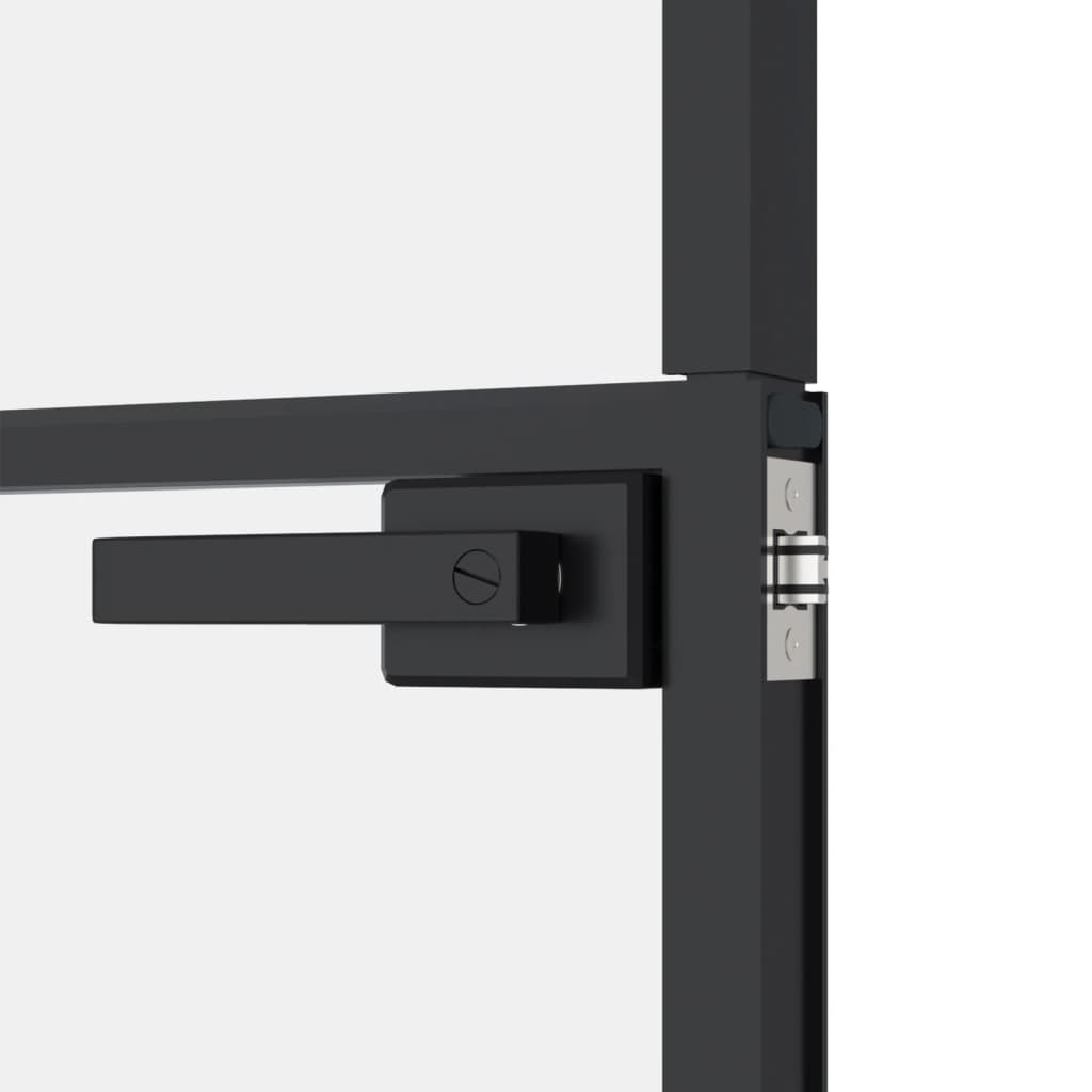 Black 32.7"x79.3" Tempered Glass Aluminum Slim Interior Door Y44668