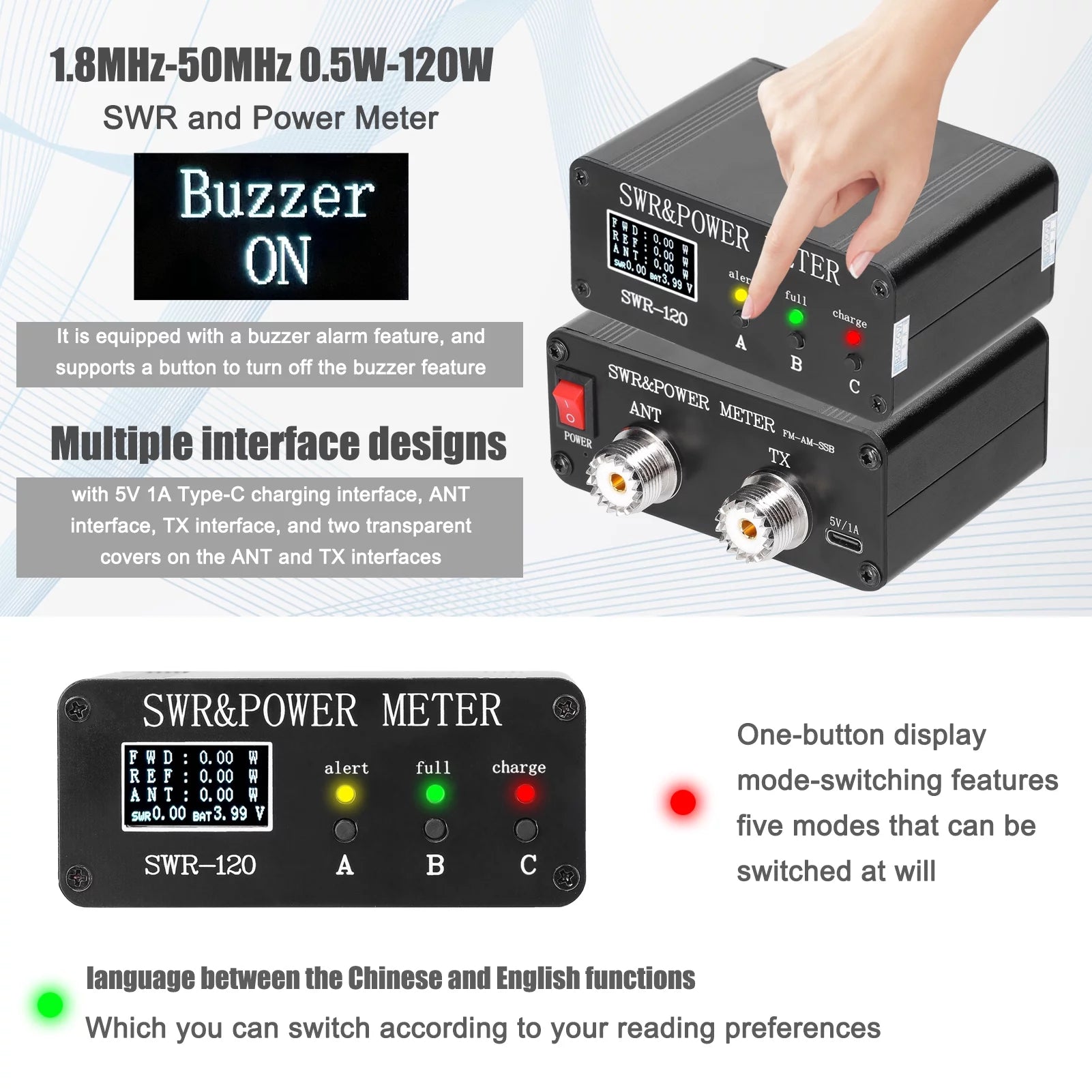 Short Waves Meter Power Watt Meter SWR Meter C26864
