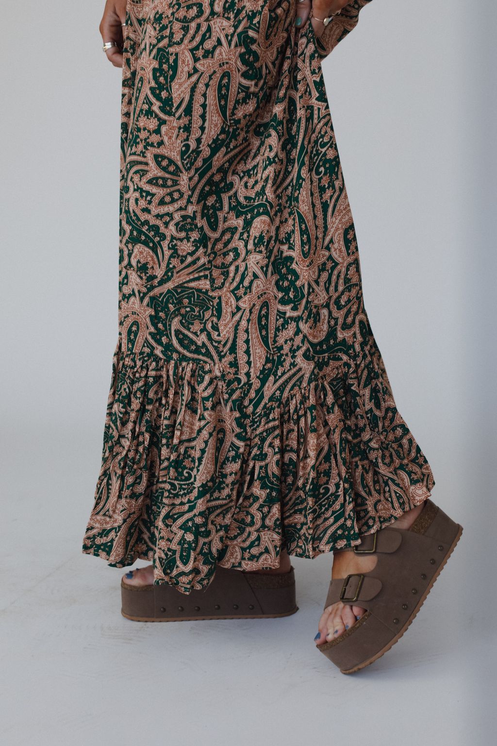 Paisley Dream Ruffled Pants - Green