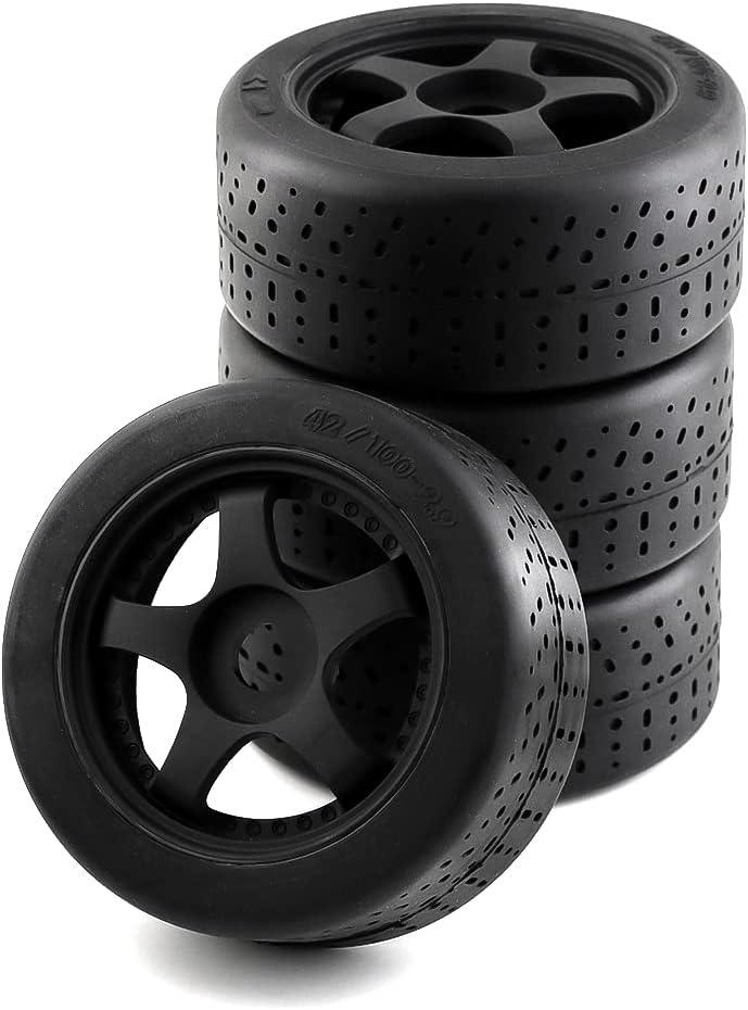 4pcs Pre-Glued RC Tire Sets with 17mm Hex Sleeve Y45249