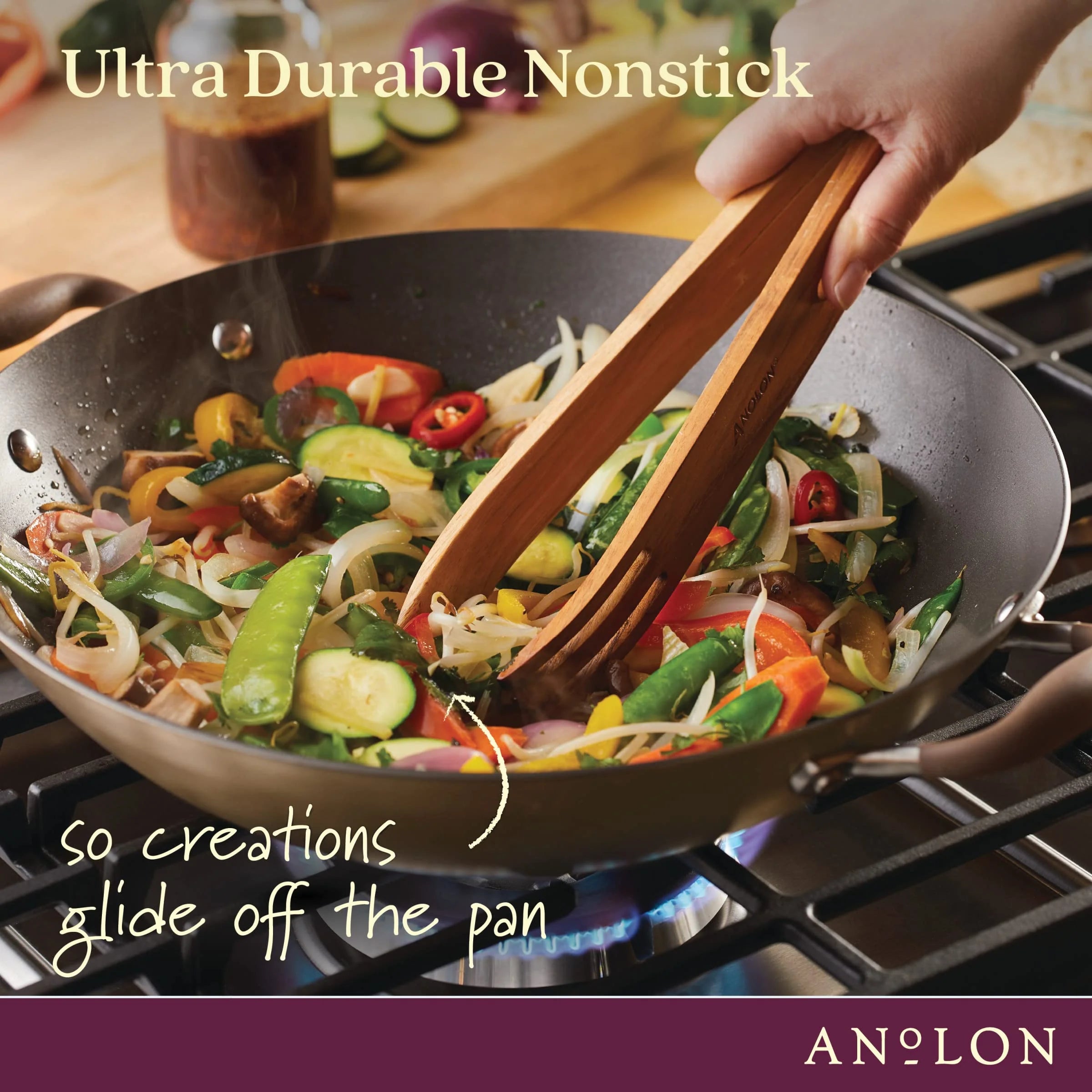 14 Inch Hard Anodized Nonstick Wok with Lid K7497
