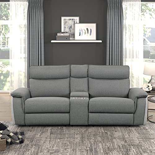 Light Gray Dark Gray Power Double Reclining Loveseat M167