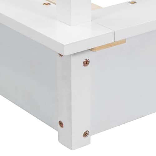 White Full Wood Canopy Bed Frame N357296