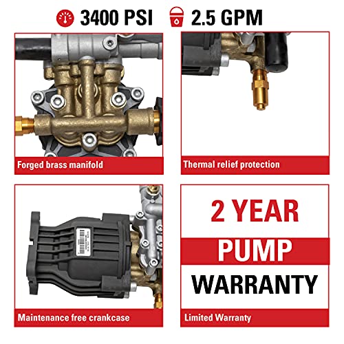 Replacement Pressure Washer Pump Kit, 3400 PSI, 2.5 GPM, 3/4" Shaft E45554