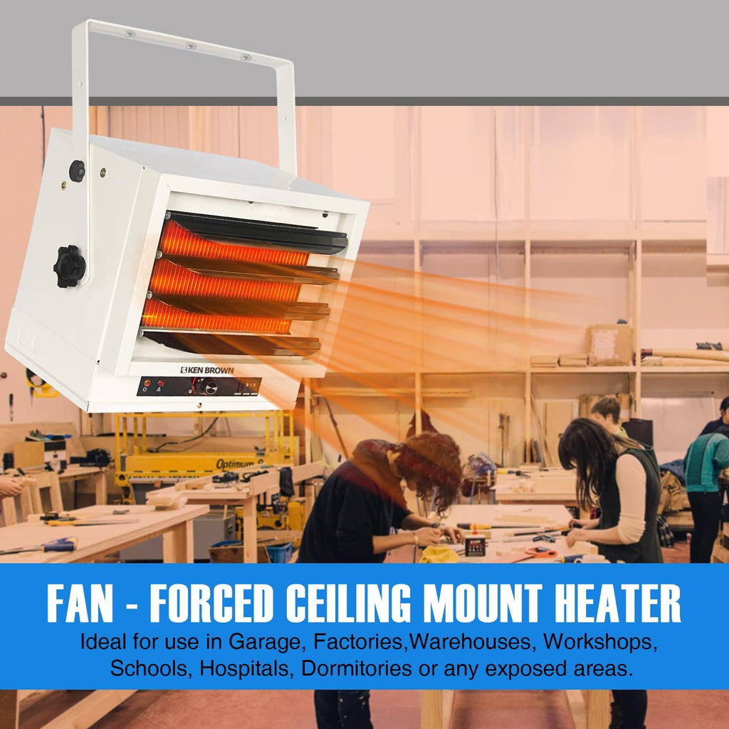 7500W Electric Garage Heater, Hardwired Digital Fan Forced Ceiling Mount Heater, 240v M739759