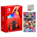 OLED Mario Red Edition Nintendo Switch with Mario Kart 8 Deluxe and Screen Cleaning Cloth Bundle X718238