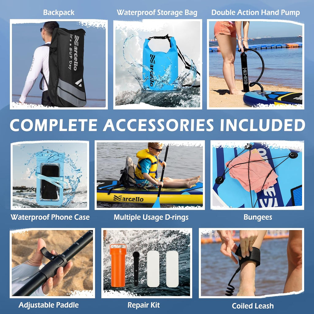 10.6'×33"×6" Inflatable Stand Up Paddle Board with Hand Pump, Leash, Repair Kit, Waterproof Phone Case, Waterproof Bag, Backpack S27153