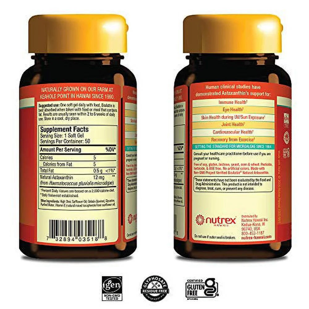 12mg 50 Count Astaxanthin Supplement H2316