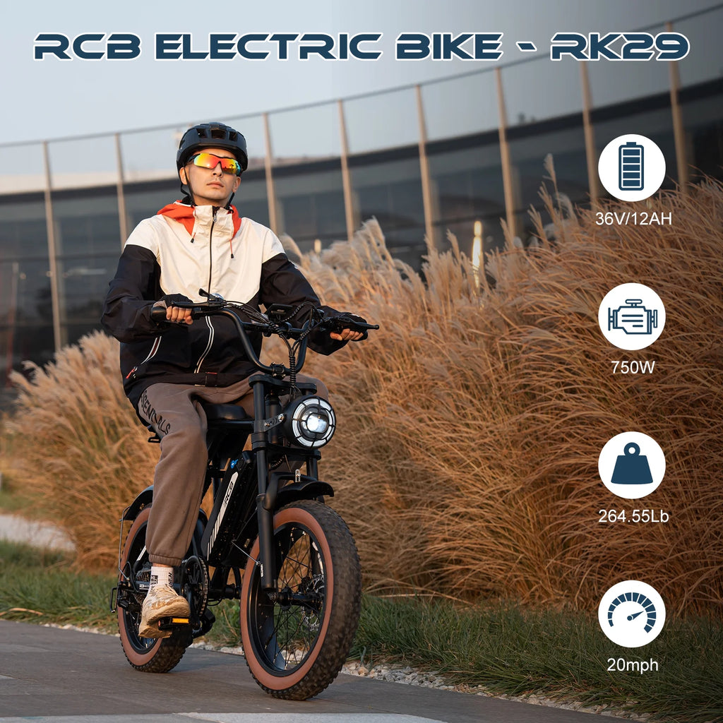 Black 20" 4.0 Fat Tire Electric Bike with 48V 15Ah Battery V56514