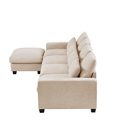 L-Shape Feather Filled Sectional Sofa with Reversible Chaise X74343
