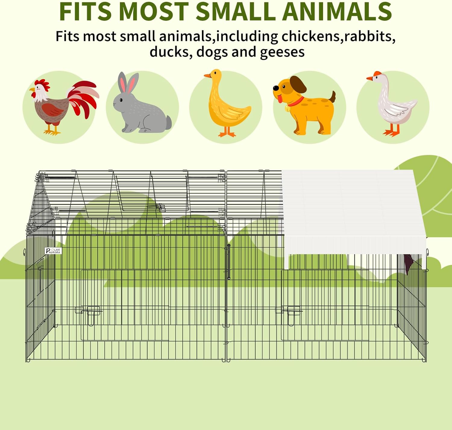 87" x 41" Metal Chicken Coop with Cover N1488