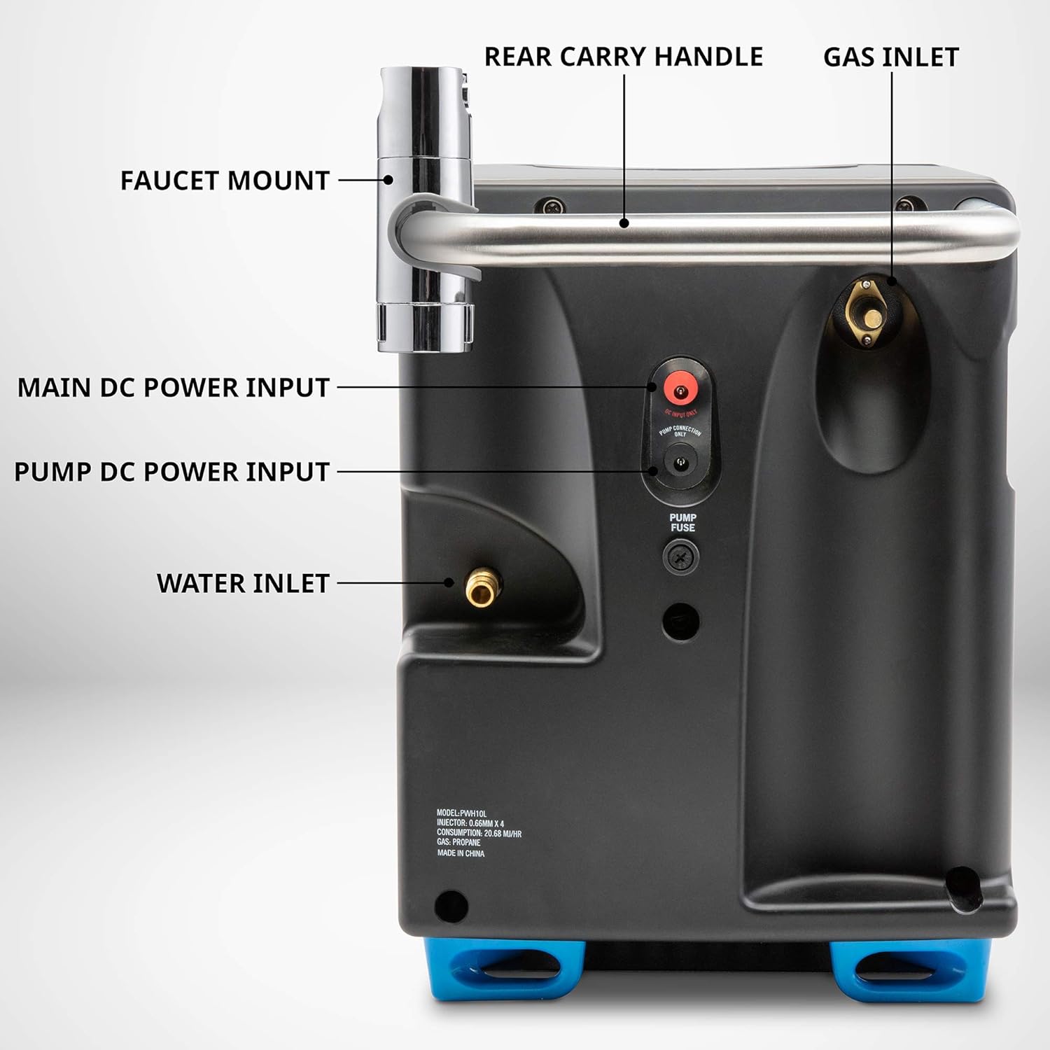 Portable Propane Water Heater & Shower Pump with Built-in Battery, Compact Outdoor System with Carry Case W970
