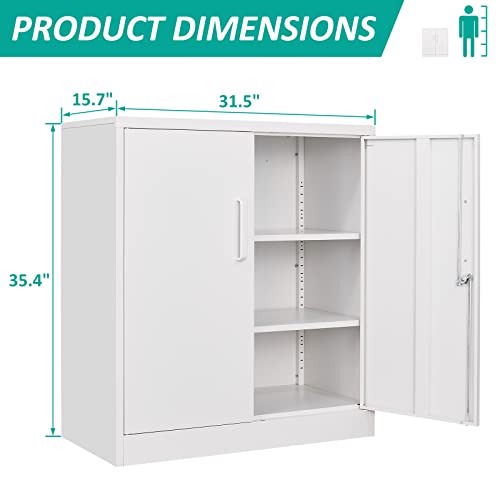 Metal Storage Cabinet with 2 Adjustable Shelves 36" H P5599