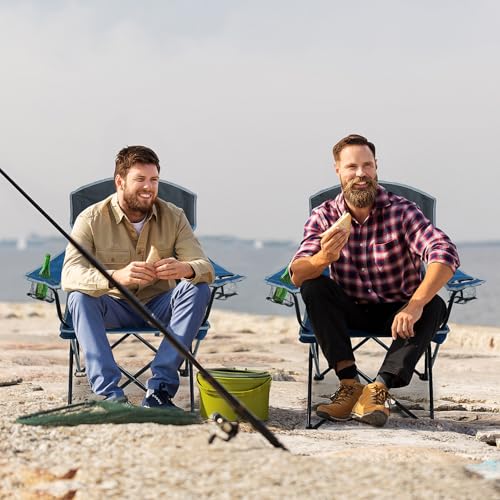 Oversized Mesh Back Folding Camping Chair with 2 Cup Holders V415