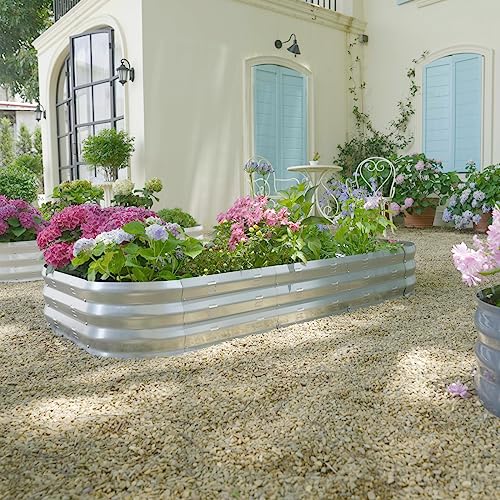 Galvanized Raised Garden Bed Kit, Large Metal Planter Boxes (Silver) M2075