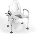 Raised Toilet Seat with Handles, Height Adjustable, Heavy Duty Padded Seat Riser, 350lbs Capacity E51650