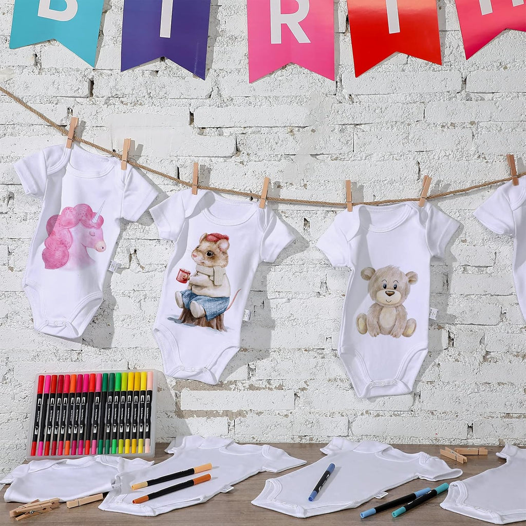 24 Pcs Unisex Baby Bodysuit Cotton Short Sleeve Bodysuits A387