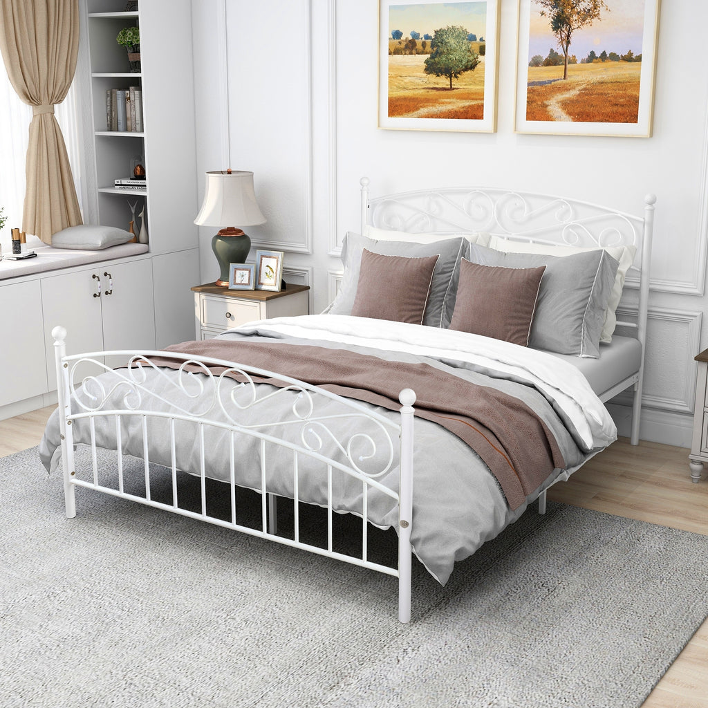 Antique Dark Bronze Victorian Iron Bed White A9423