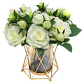 White Peony Faux Silk Peony Bouquet in Vase Z901