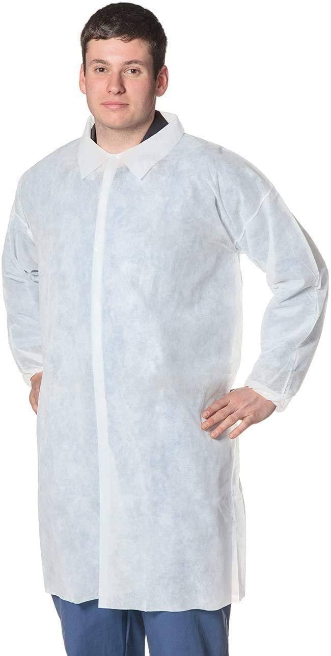 50 Pack White Disposable Polypropylene Lab Coats X-Large V188191
