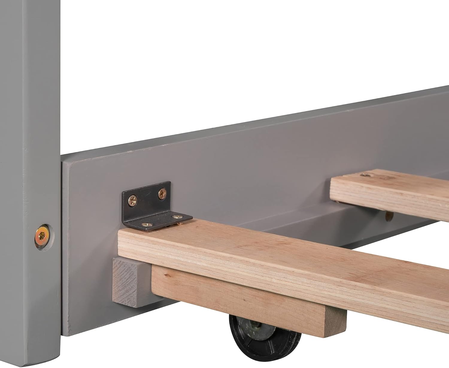 Twin L-Shaped Platform Bed with Trundle, 2 Storage Drawers, and Built-in Square Desk E7547