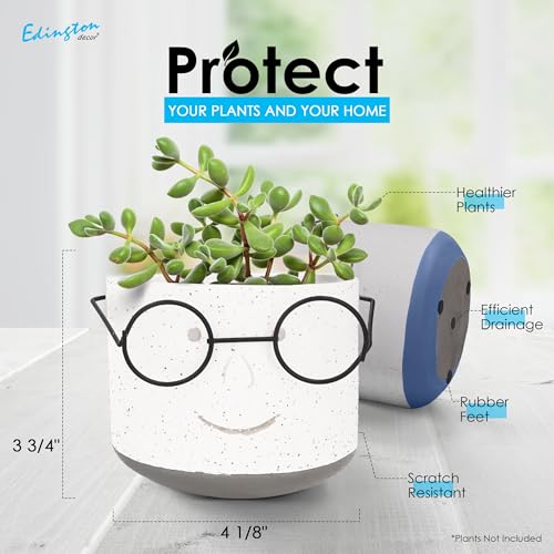 Green 4 inch Face Planter Pot with Drainage D840