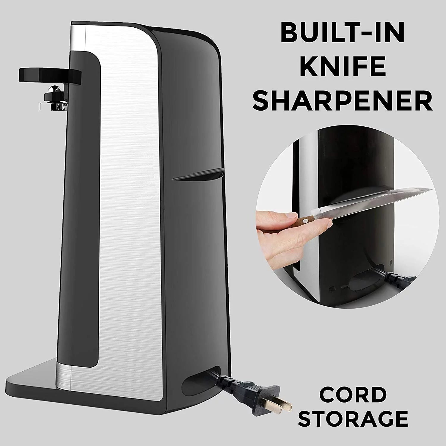 Electric Can Opener with Knife Sharpener and Bottle Opener K3639