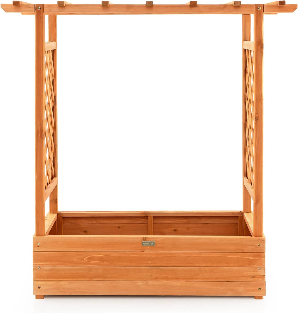 Wood Raised Garden Bed with Trellis W25542