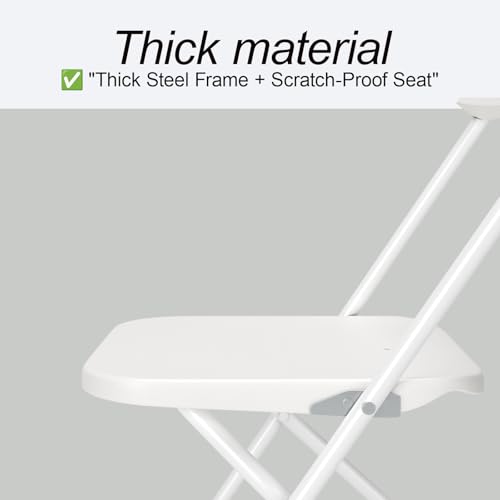White Plastic Folding Chair with Steel Frame H11483