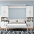 White Queen Murphy Bed with 2 Side Cabinet Storage Shelves A406915