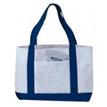Black Polyester Tote Bag with Outside Pocket F89924