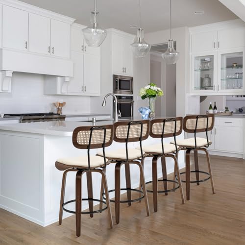 Beige Swivel Bar Stools Set of 2 I1394