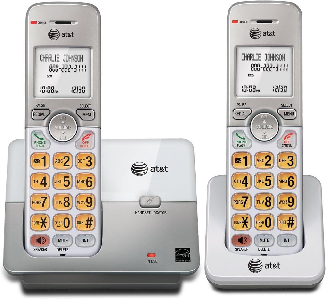Silver 2 Cordless Handsets DECT 6.0 Phone P6295