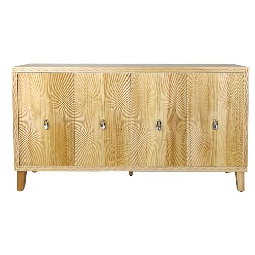 Natural Wood Double Door Sideboard Buffet Cabinet 60 Inch D231629