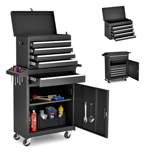 Black 5-Drawer Rolling Metal Tool Chest Q132