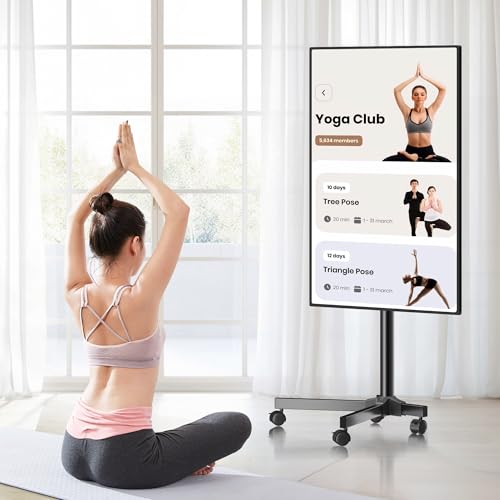 Mobile TV Carts Rotating Rolling TV Stand on Wheels for 13-50" Flat Curved TVs Height Adjustable 30° Tilt Floor TV Stand Portable Monitor Stand Holds up to 44lbs Max VESA 200x200mm M1583