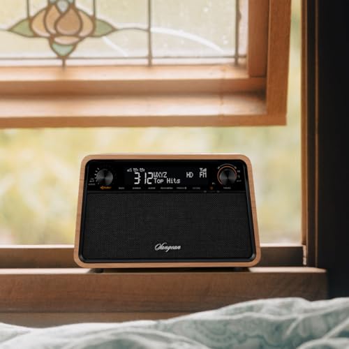 HD Radio AM FM RDS Bluetooth AUX Wooden Cabinet Radio W41462