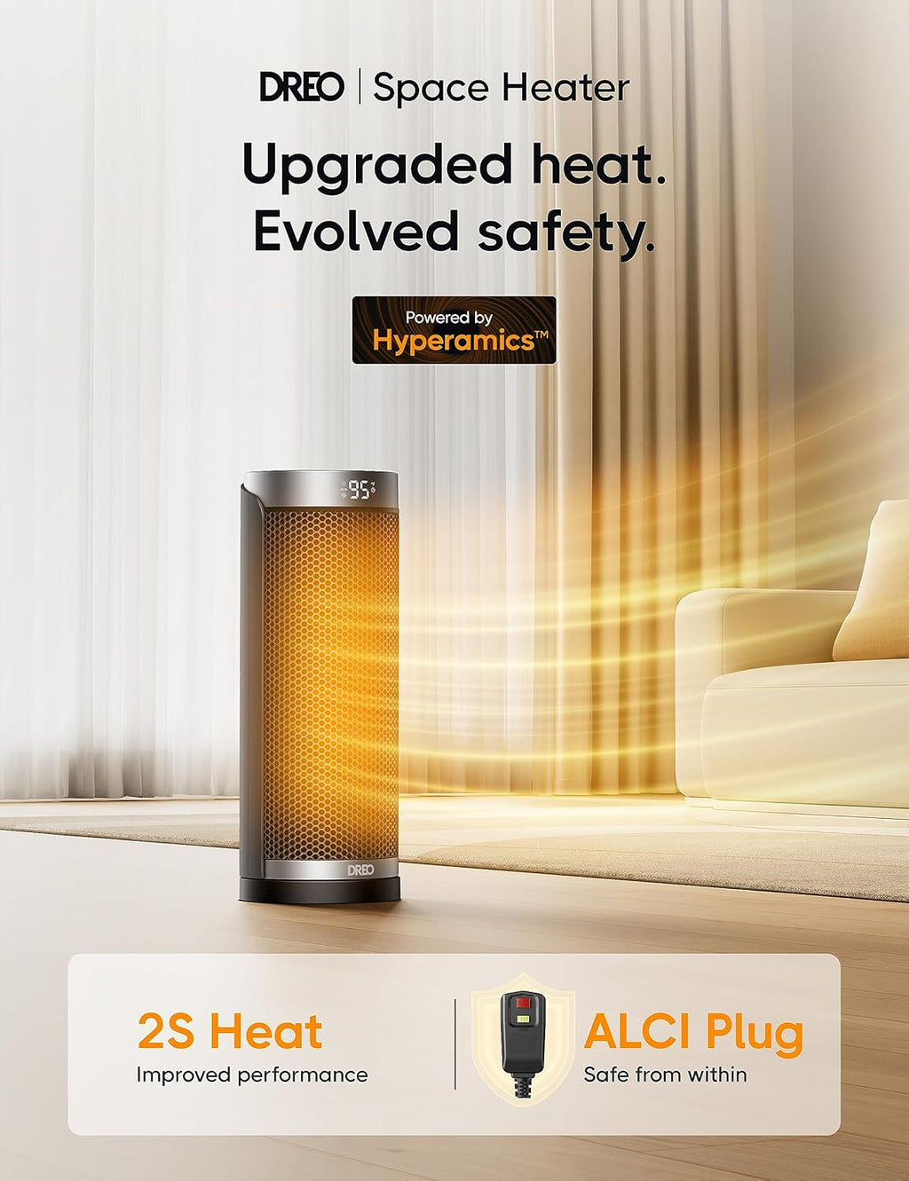 70° Oscillating 25" Portable Space Heater with Remote V38419